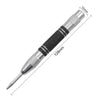 Automatic centre punch tool with a silver body and black textured handle, showing its dimensions.