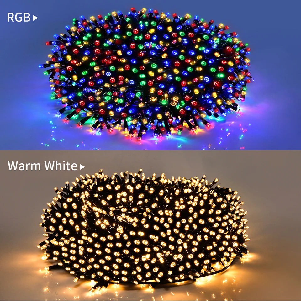 Gros plan d'un éclairage de jardin LED solaire Ultra Bright, montrant des variations de couleurs RGB et une lumière blanche c