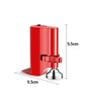 Cerradura de seguridad portátil roja con alarma, vista lateral.