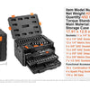 Black professional mechanic tool set featuring various drive sockets and accessories.
