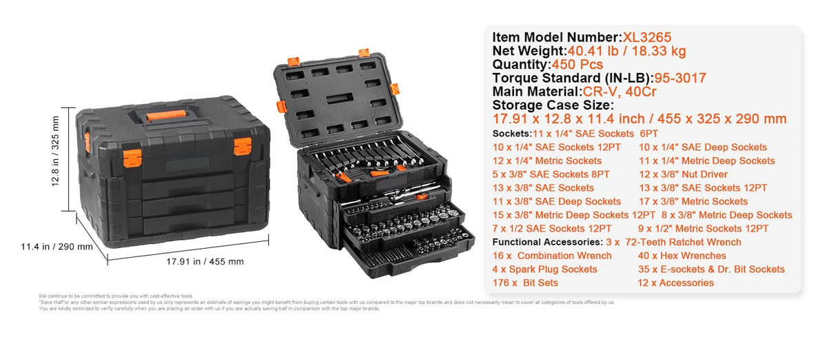 Black professional mechanic tool set featuring various drive sockets and accessories.