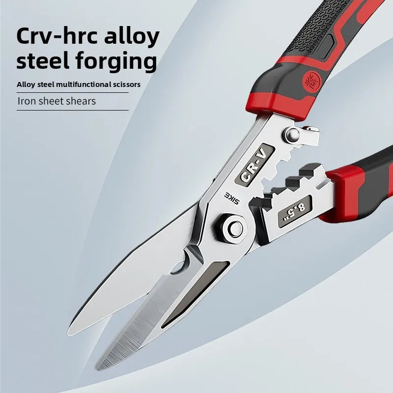 Vue rapprochée d'un outil de forge en acier Crv-hrc pour cisailles et coupe de tôles de fer.
