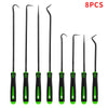 A set of eight precision car oil seal screwdrivers in black and green.