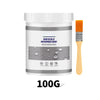 A white jar of invisible waterproof agent with an orange brush next to it.