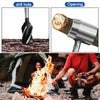 A portable woodworking auger drill bit set showing a drill hole and an opening, with a person using the tool outdoors.