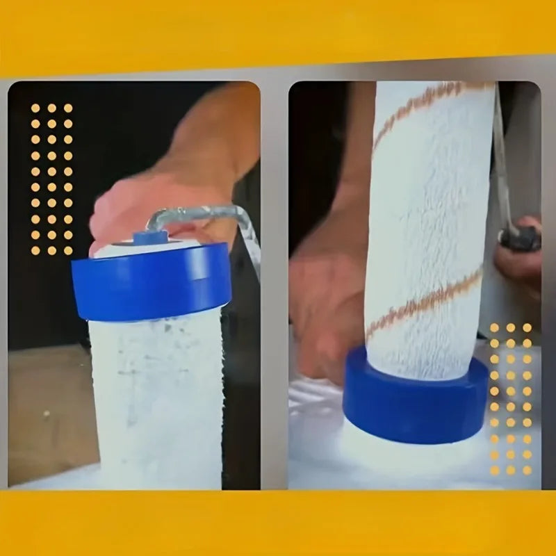 A hand is using a blue tool to scrape paint from a surface, demonstrating the multi-surface paint scraper tool.