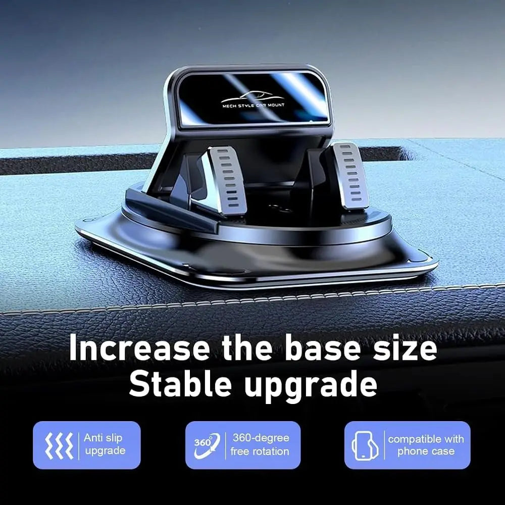 Soporte para teléfono universal negro con mejora antideslizante y rotación libre de 360 grados.