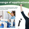 A man demonstrates a silicone sealant and grout removal tool kit used for home cleaning and construction.