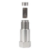 Silberner Metall-Auspuffrohradapter mit Gewindezone und glatter Oberteil.