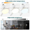 Imagen que muestra las funciones de ajuste de temperatura de color y brillo de una luz de ventilador de techo.