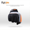 A black and gray work glove with an orange accent, designed for anti-vibration foam padding.