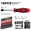 A set of 18 pieces of screwdriver bits and a handle set including adapters and a magnetic screwdriver tool.