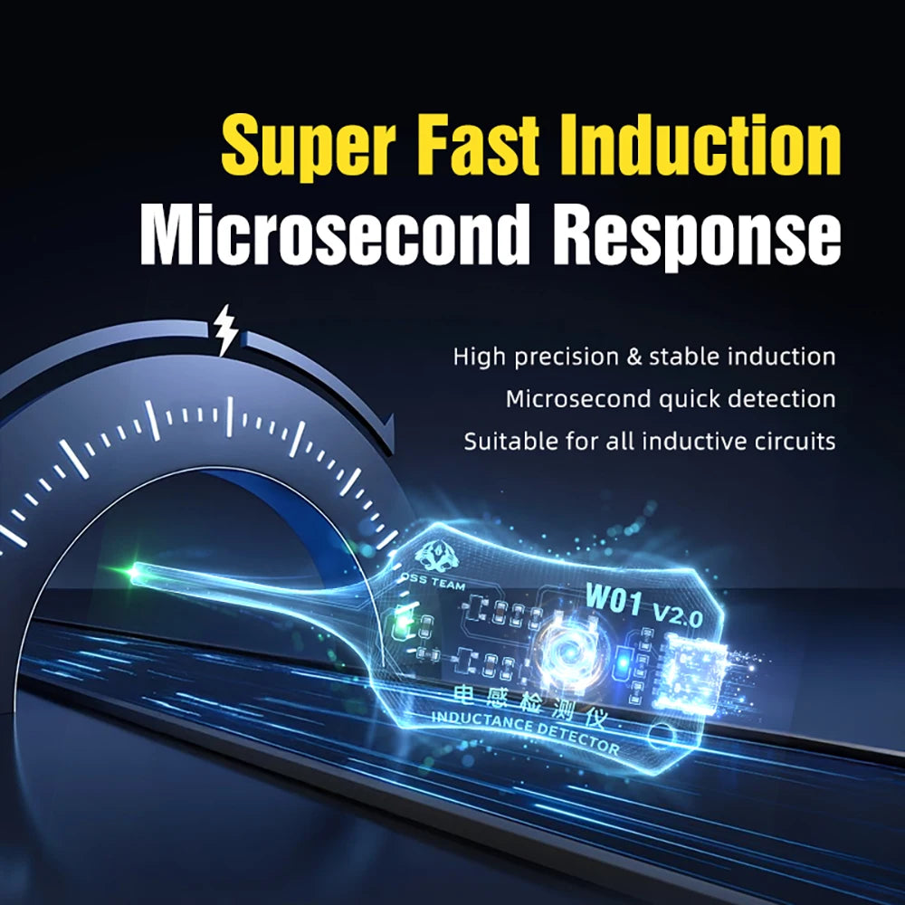A close-up of a Super Fast Induction Microsecond Response device used for high precision induction detection in electronic ci
