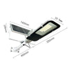 A high-power solar street light assembly showing the light panel, solar panel, and mounting bracket.