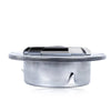 Stainless steel air vent grille for wall protection with a flat, circular base.