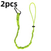 Two bright lime green adjustable elastic tow ropes for mountain biking