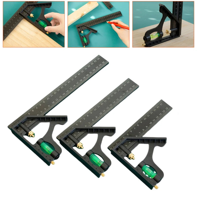 A set of precision measuring tools featuring a black frame and green components used for various measurements.