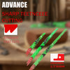 A set of sharp teencee cutting straight fast cuts saw blades with 1/2 inch shank shown on a wooden surface.