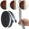 Roll of self-adhesive foam weather stripping tape with close-ups of door handles and installation.