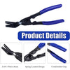 A set of 2-in-1 pliers with a black and blue handle designed for trim clip removal.