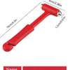 A red PCTON HION glass breaker tool with dimensions 16cm/6.3in and 6cm/2.36in.