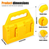 Yellow portable battery storage organizer with smooth edges and buckle structure for DW 18V/14.4V batteries.