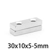 Silver rectangular neodymium magnets with five millimeter thickness and five millimeter length