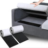 Rolls of black and white hook and loop tape displayed next to a gray storage box with an open lid.