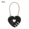 A black heart-shaped combination padlock with a silver key and numbered dials.
