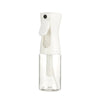 A white high-pressure mist spray bottle with a clear reservoir and a nozzle, designed for hair and makeup.