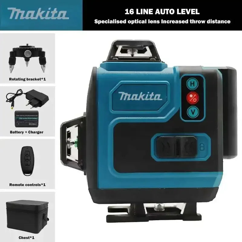 Makita 16 line auto level device with accessories and battery