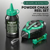 A Baolian powder chalk reel set with a green bottle and a black tool for line marking.