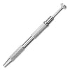 A silver precision 4-prong gem and small parts grabber tool with a textured handle.