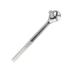 A silver adjustable universal socket wrench with a textured handle and a hexagonal opening.