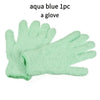 A single aqua blue microfiber glove shown flat.