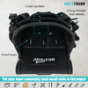 A black tool pouch with 3 main pockets, 6 long-handed tool sleeves, and 4 tool loops for storing small tools.