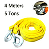 Yellow heavy duty tow rope, 4 meters long and 5 tons capacity.