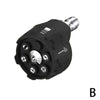 Black adjustable pressure washer nozzle set with a silver tip and textured body
