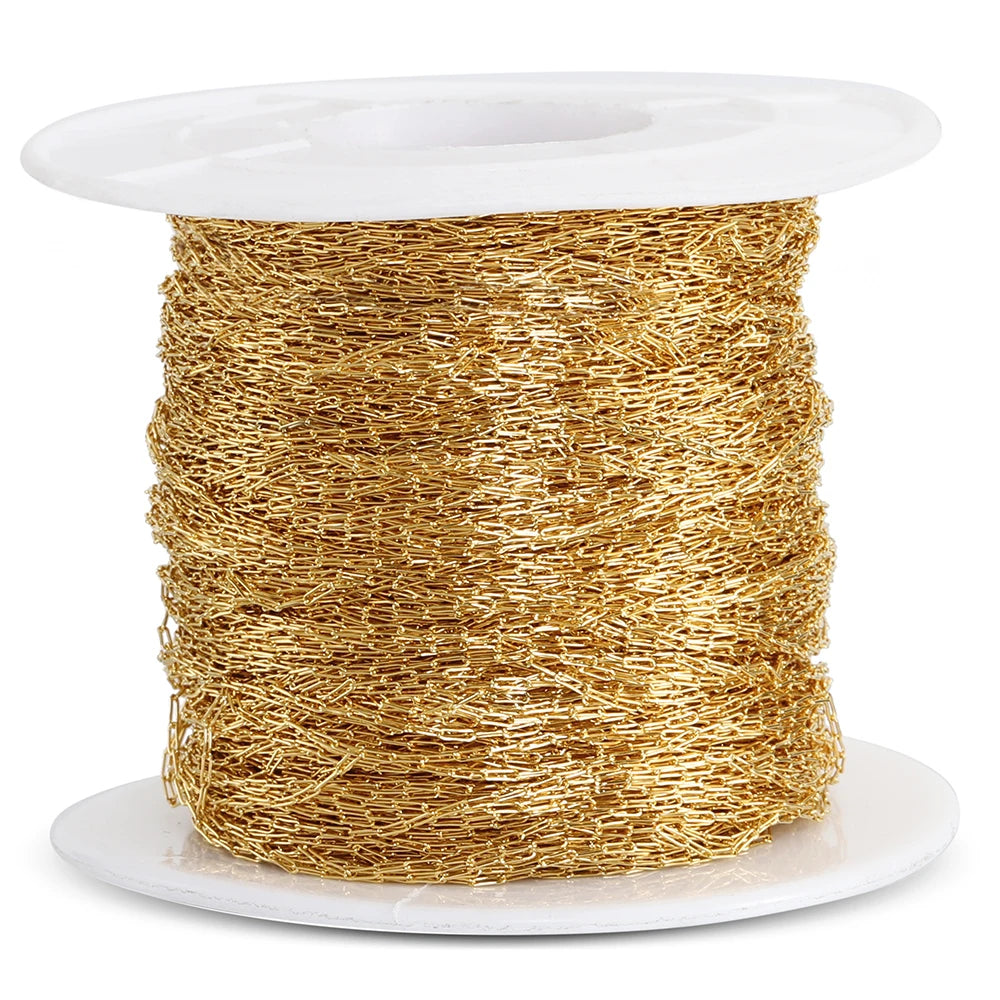 Spool of gold stainless steel beading chains for DIY jewelry