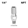 A silver NPT 1/4 inch swivel joint connector with a 13.1mm thread.