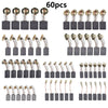 A set of 60 carbon brush components for power tools, including various sizes and configurations.