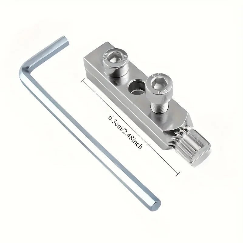 A silver precision pipe extractor tool with a long, thin rod and a head for faucet or valve removal.