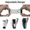 Adjustable design of a white garage door opener remote replacement device shown in various configurations.