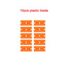 Ten pieces of orange plastic blades for scraping decals and labels