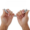 Hands holding a flexible shaft drive socket extension bar set tool
