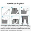 Installation diagram showing how to bond a door curtain to the door frame for insect protection.