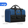 Große blaue und schwarze Werkzeugtasche mit gepolsterten Fächern