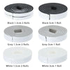 Rolls of self-adhesive foam weather stripping tape in black, grey, and white, available in 1 or 2 rolls.