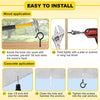 Instructions for installing black Q-hanger screw hooks into wood and concrete surfaces.