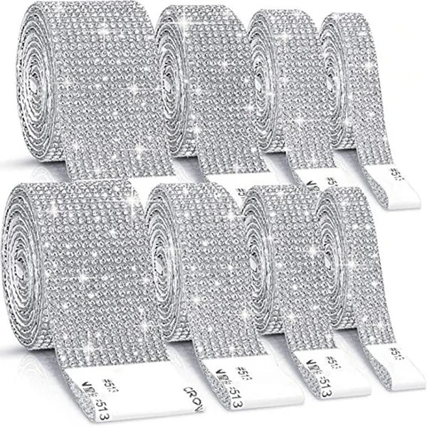 Rollen von Diamantkristall-Strass-DIY-Aufkleber-Dekor in silberner und weißer Verpackung